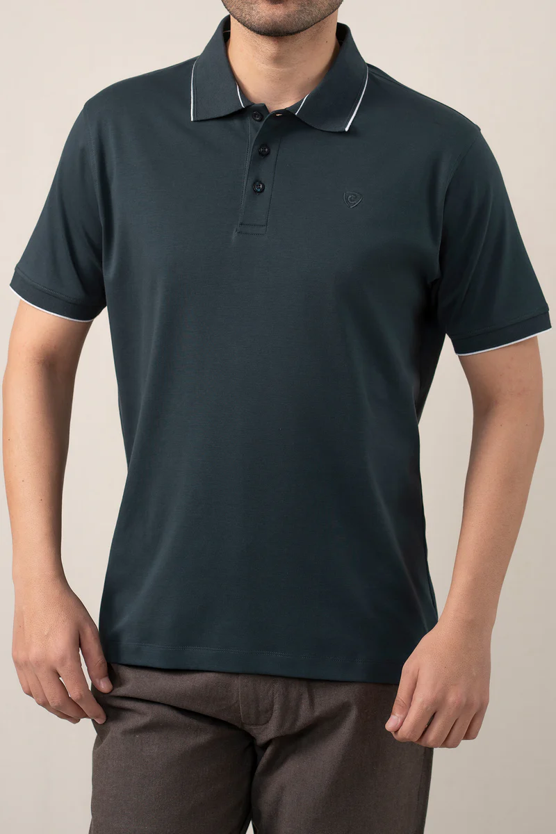 INTERLOCK TEAL POLO SHIRT