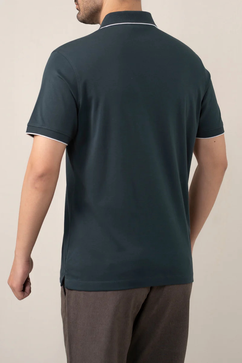 INTERLOCK TEAL POLO SHIRT - Image 2