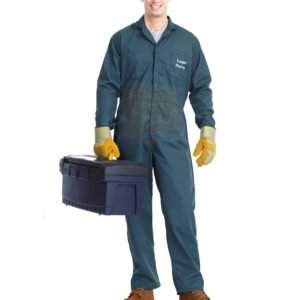 Dark Green Plain 1-PC Coverall Cotton Twill